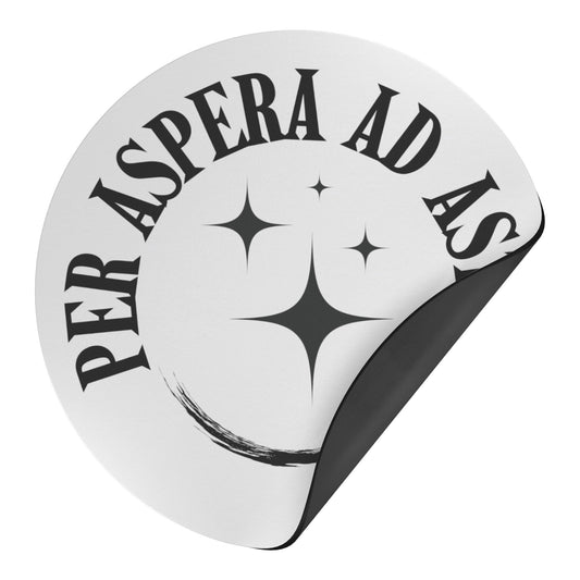 Per Aspera Ad Astra Round Magnet, White