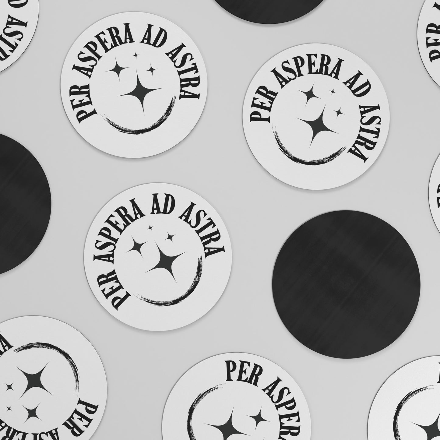 Per Aspera Ad Astra Round Magnet, White