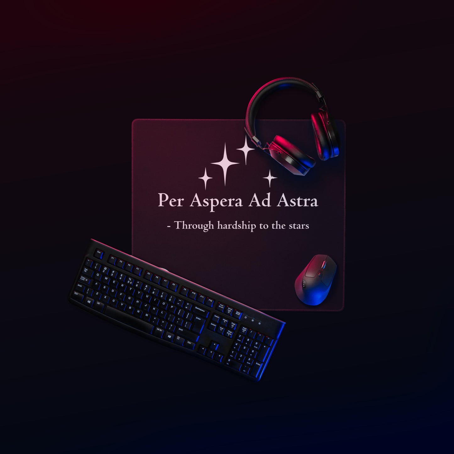 Per Aspera Ad Astra Gaming Mouse Pad, Black